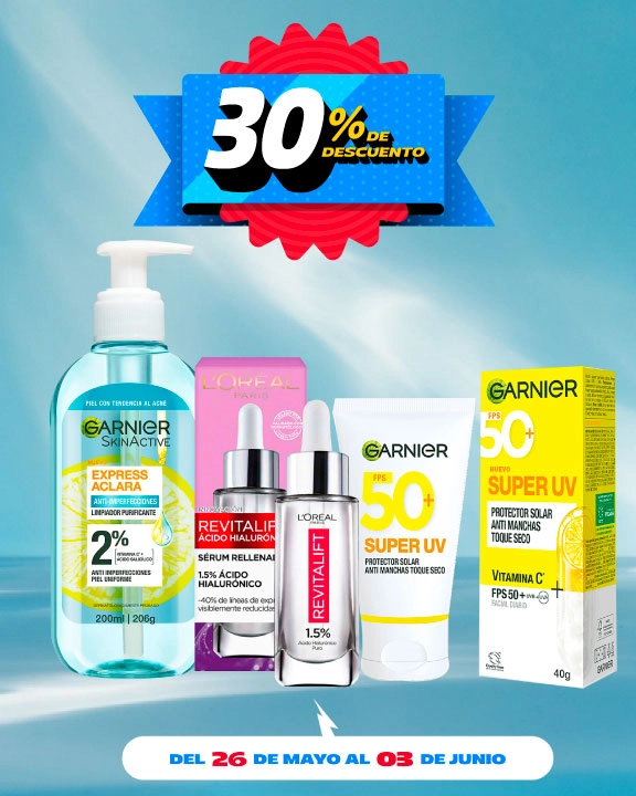 30% de descuento en tratamientos faciales L'Oréal y Garnier