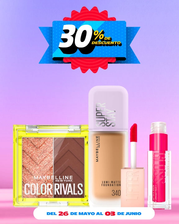 30% de descuento en cosméticos Maybelline