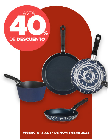 Hasta 40% de descuento en sartenes y baterías de cocina