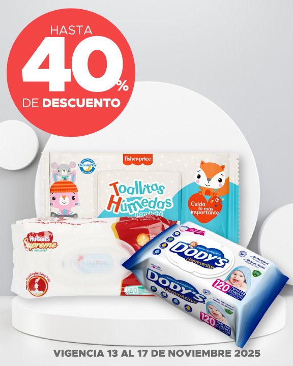 Hasta 40% de descuento en toallitas húmedas para bebé