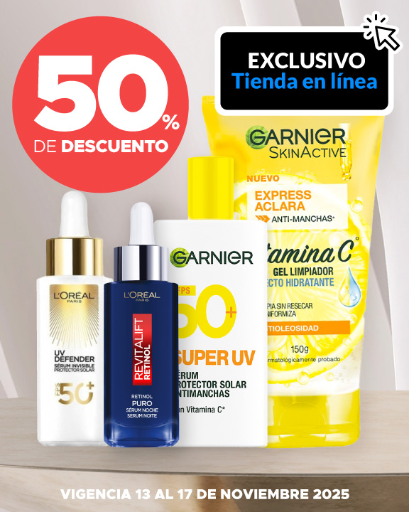 Hasta 50% de descuento en tratamientos faciales L'Oréal y Garnier