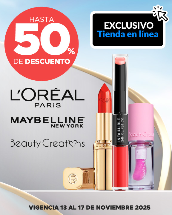 Hasta 50% de descuento en cosméticos L'Oréal, Maybelline, Beauty Creations y más