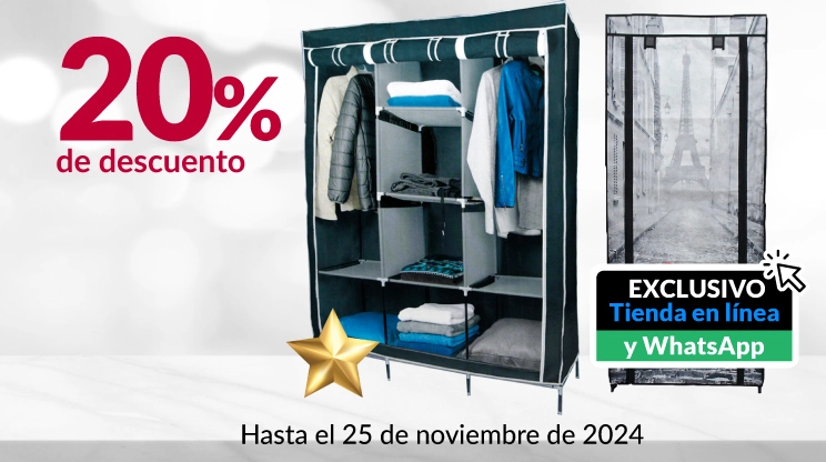 20% de descuento exclusivo en línea en todos los Closets y Zapatería