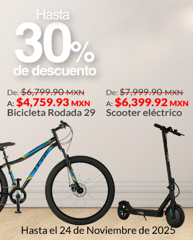 Hasta 30% de descuento en bicicletas y scooter eléctrico