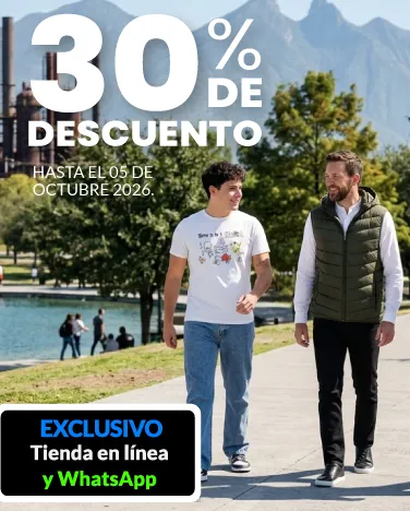 30% de descuento En toda la ropa exterior para caballeros y chavos
