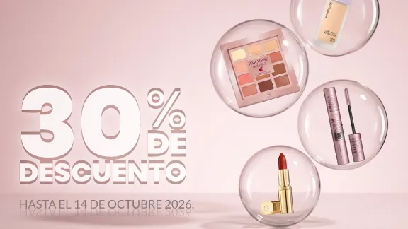 30% de descuento En todos los cosmeticos Maybelline y L'Oreal