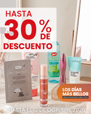 Hasta 30% de descuento En cosmeticos y tratamientos faciales seleccionados.