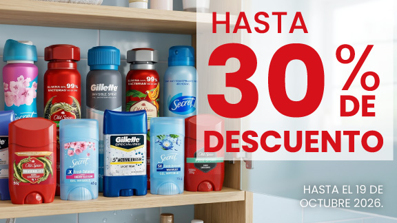 Hasta 30% de descuento En desodorantes seleccionados.