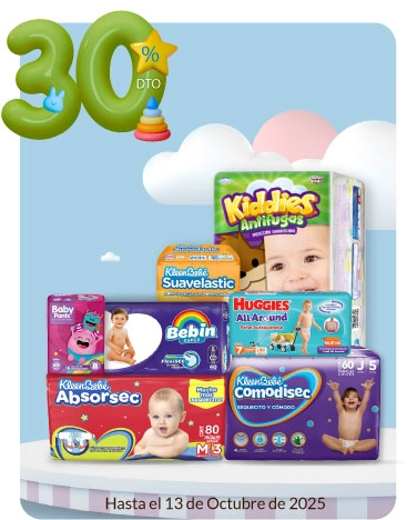 30% de descuento en todos los pañales para bebé