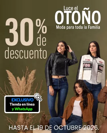 30% de descuento En todas las chamarras y sudaderas para Damas