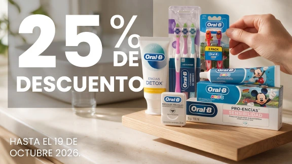 25% de descuento En toda la línea de cuidado Oral B.