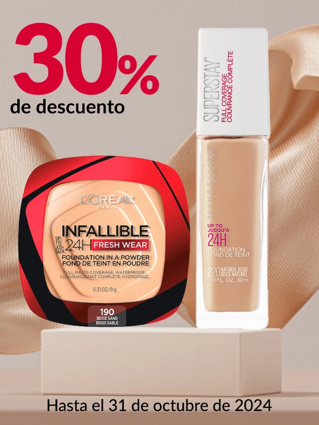 30% de descuento en todos los cosméticos Maybelline y L'Oréal