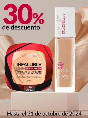 30% de descuento en todos los cosméticos Maybelline y L'Oréal