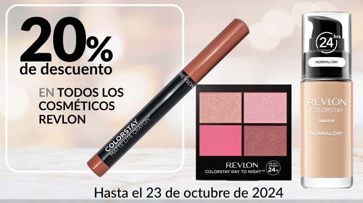 20% de descuento en todos los cosméticos Revlon