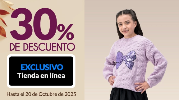 30% de descuento en todas las sudaderas y suéteres para niña