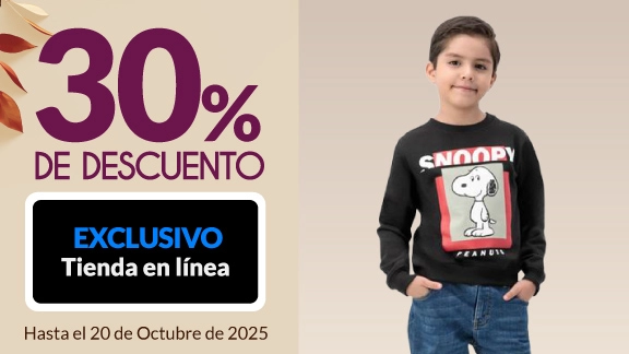 30% de descuento en todas las sudaderas y suéteres para niño