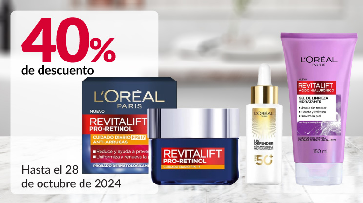 40% de descuento en todos los tratamientos faciales LOreal y Garnier 