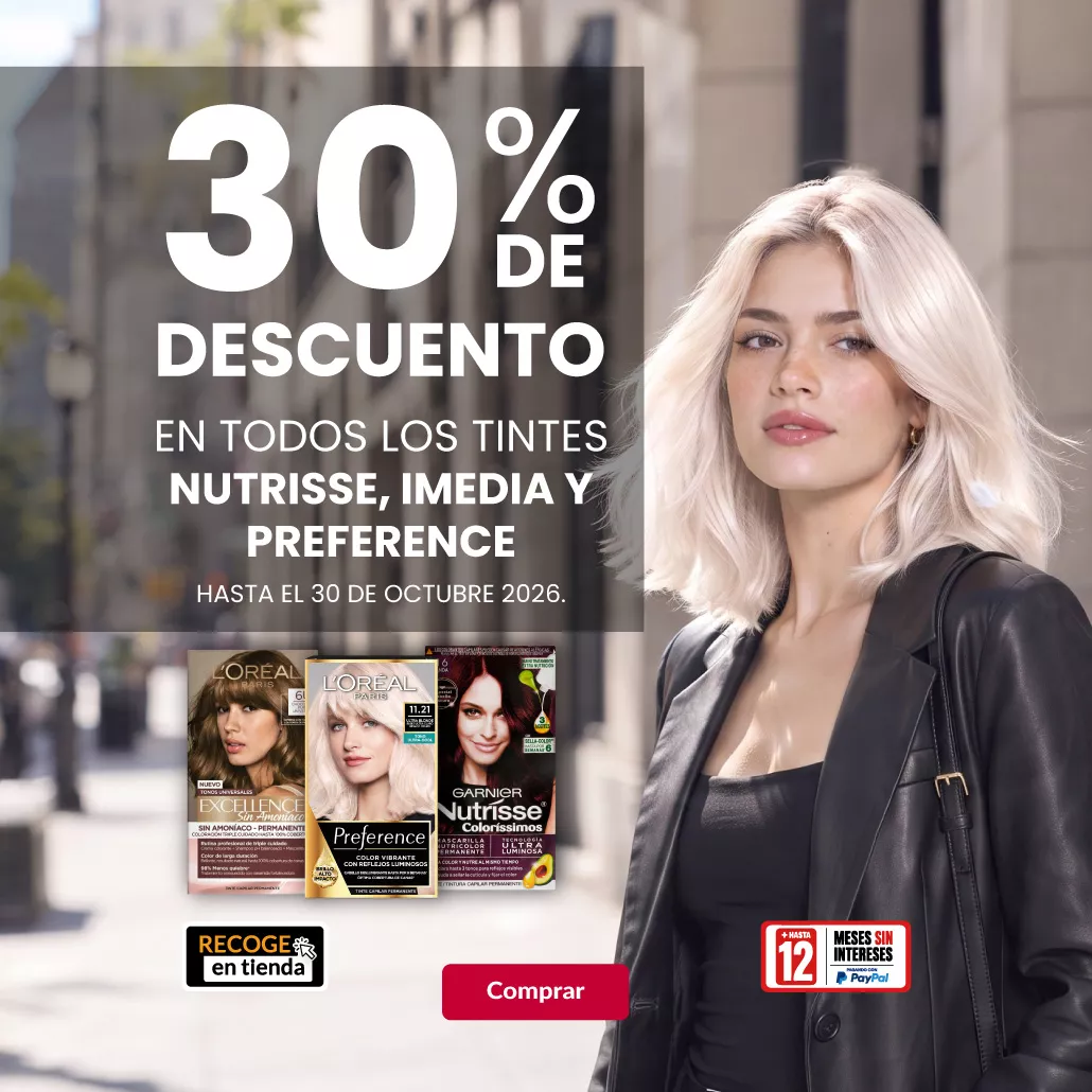 30% de descuento en todos los tintes Nutrisse, Imedia y Preference.