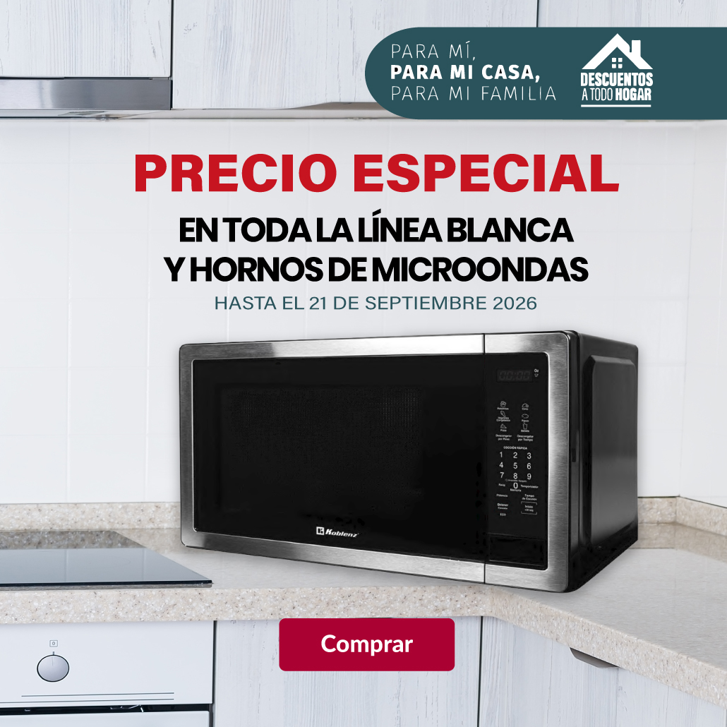 Precio especial en toda la línea blanca y hornos de microondas. 