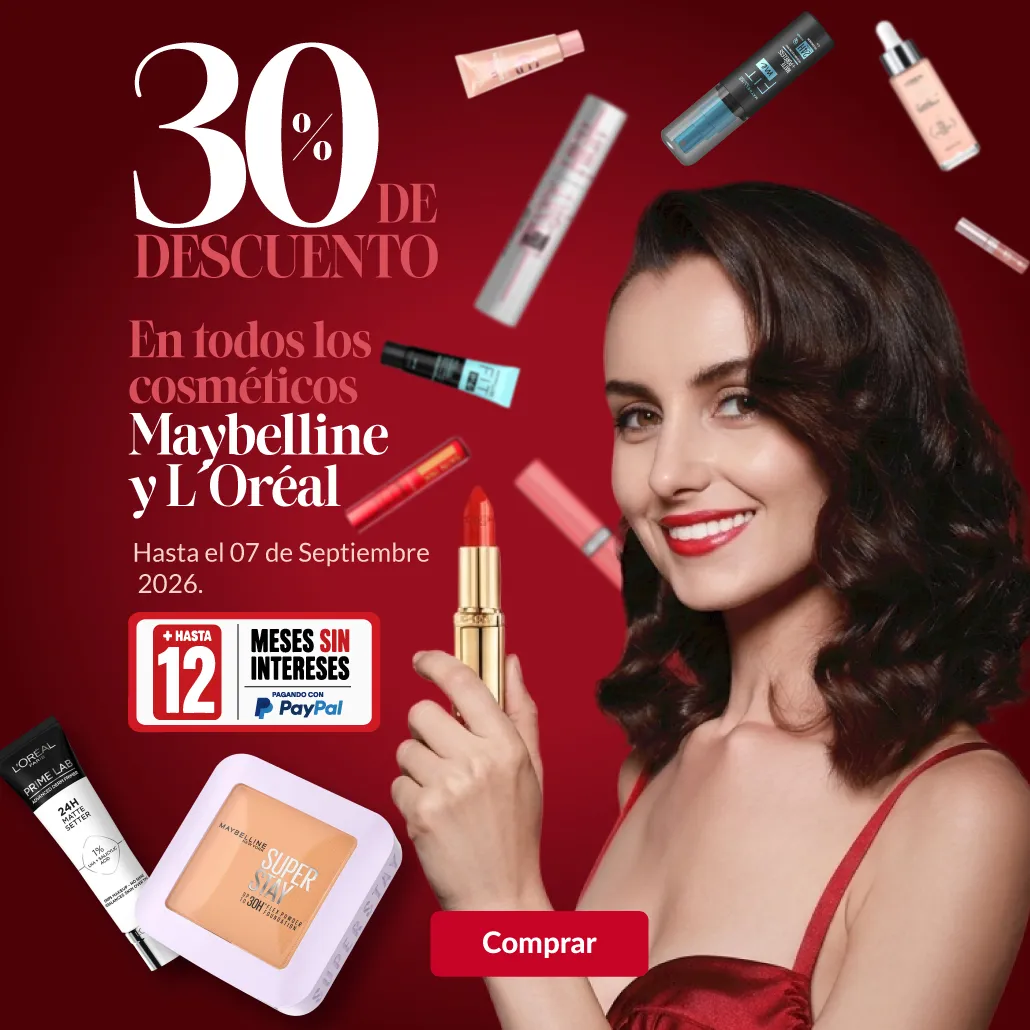 30% de descuento en todos los cosméticos Maybelline y Loreal.