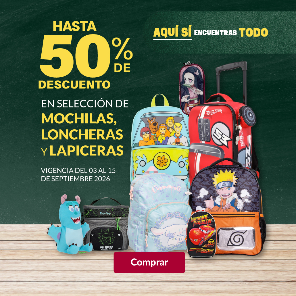 Hasta 50% de descuento en mochilas, loncheras y lapiceras.