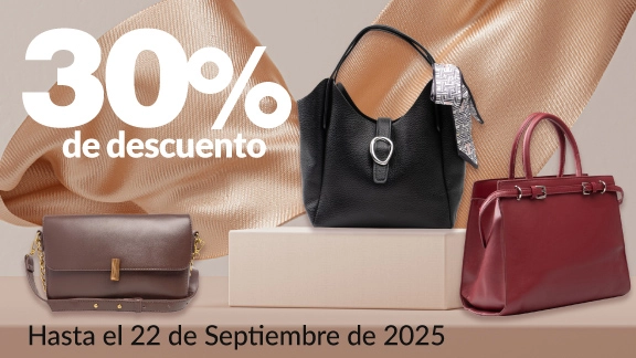 30% de descuento en todas las bolsas para dama