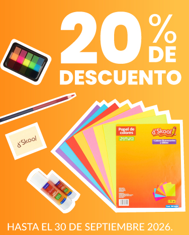 20% de descuento En la marca D'Skool del departamento de Papelería