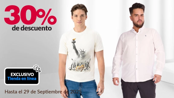 30% de descuento en playeras para hombre