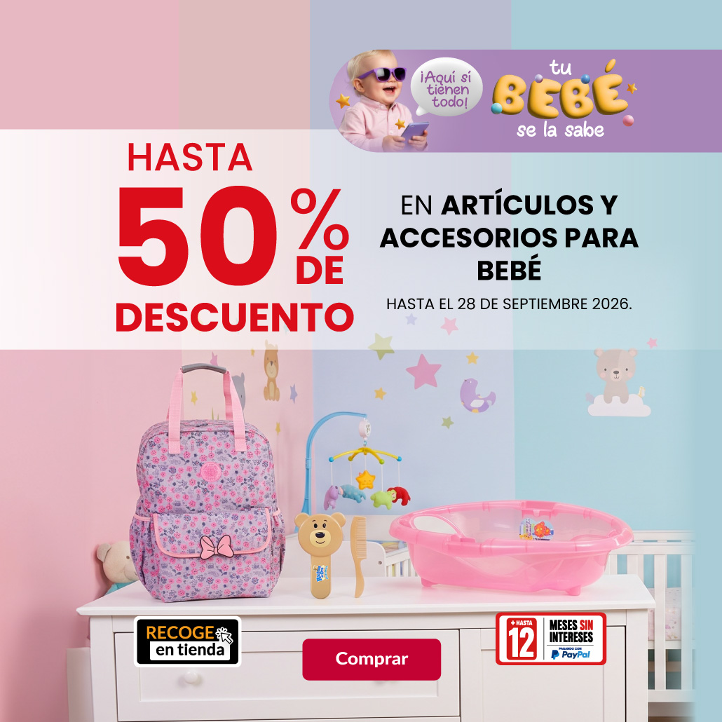 Hasta 50% de descuento en artículos y accesorios para bebé. 