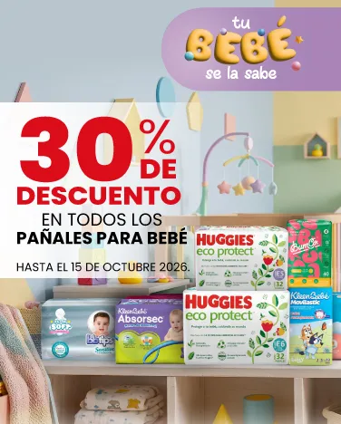 30% de descuento En todos los panales para bebe