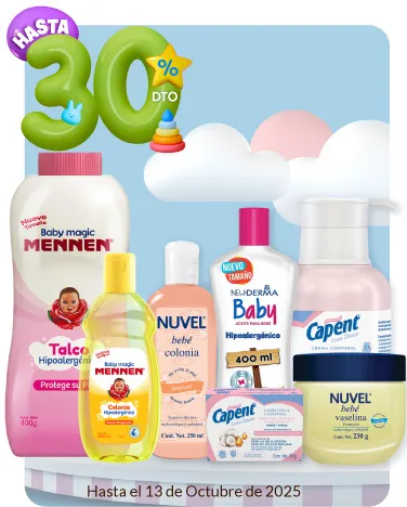 Hasta 30% de descuento en todo para el cuidado de tu bebé