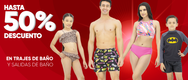 30% de descuento en trajes de baño y salida de baño. 