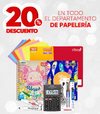 20% DE DESCUENTO EN TODO EL DEPARTAMENTO DE PAPELERÍA.