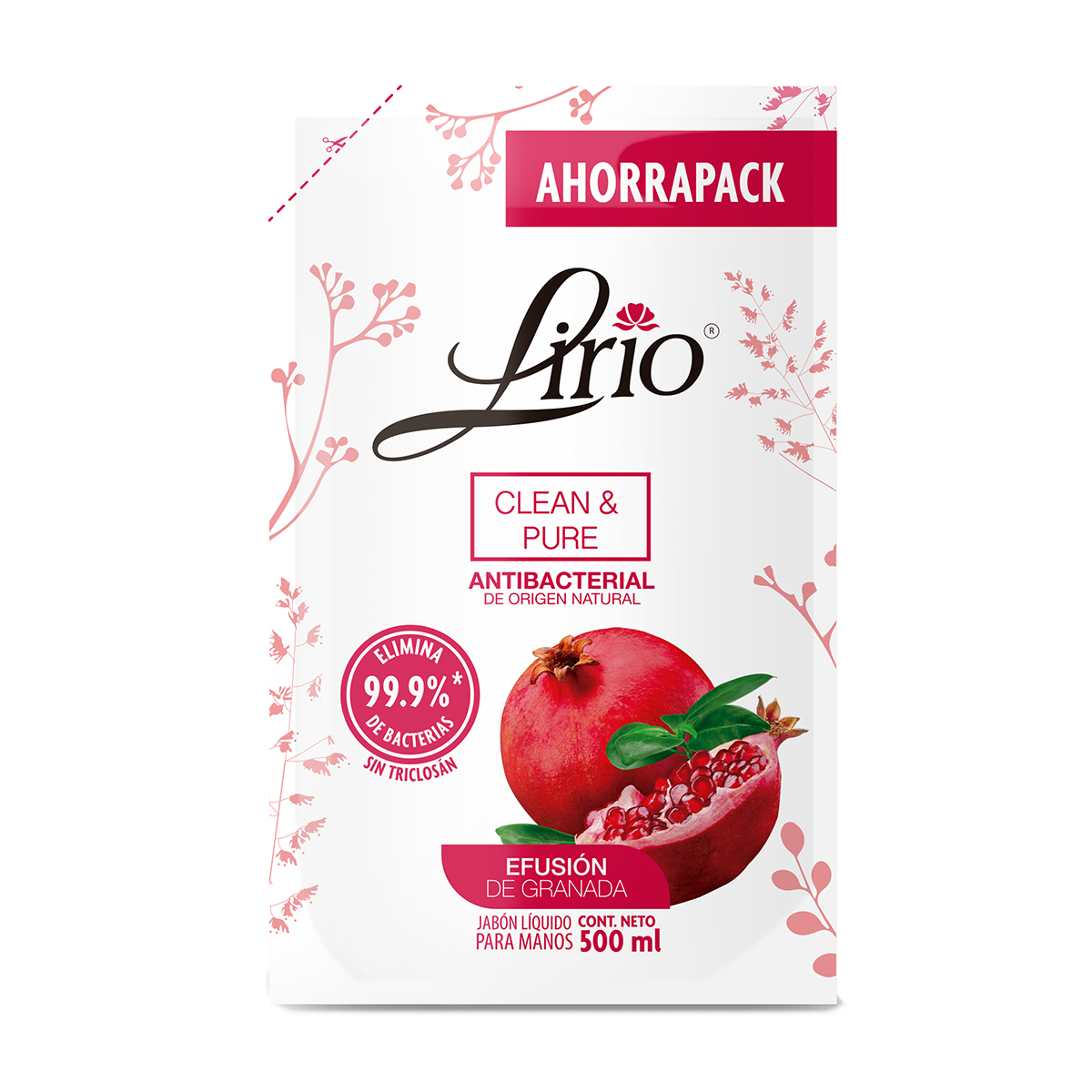 Jabón Líquido para Manos Lirio Ahorrapack Efusión de Granada 500 ml