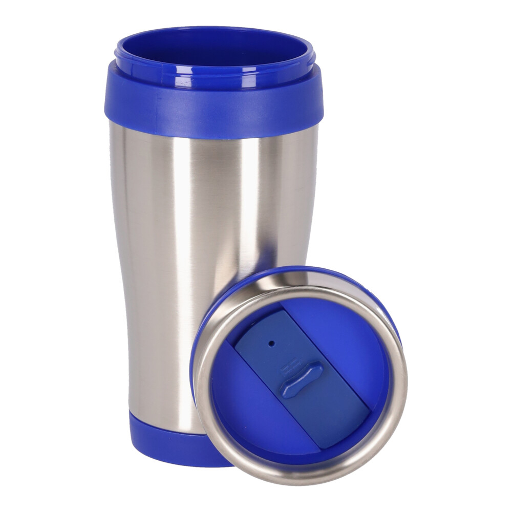 Termo Para Café Belug Color Plata Y Azul Grande De Acero Inoxidable  Dispensador 1.9 L