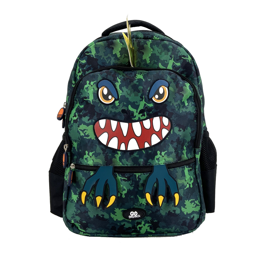 Mochila Gepack Dinosaurio Cara y Garras Verde DelSol