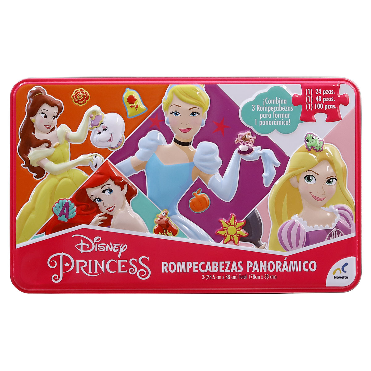 Rompecabezas Panorámico 3 en 1 Novelty Disney Princesas 172 Piezas | DelSol