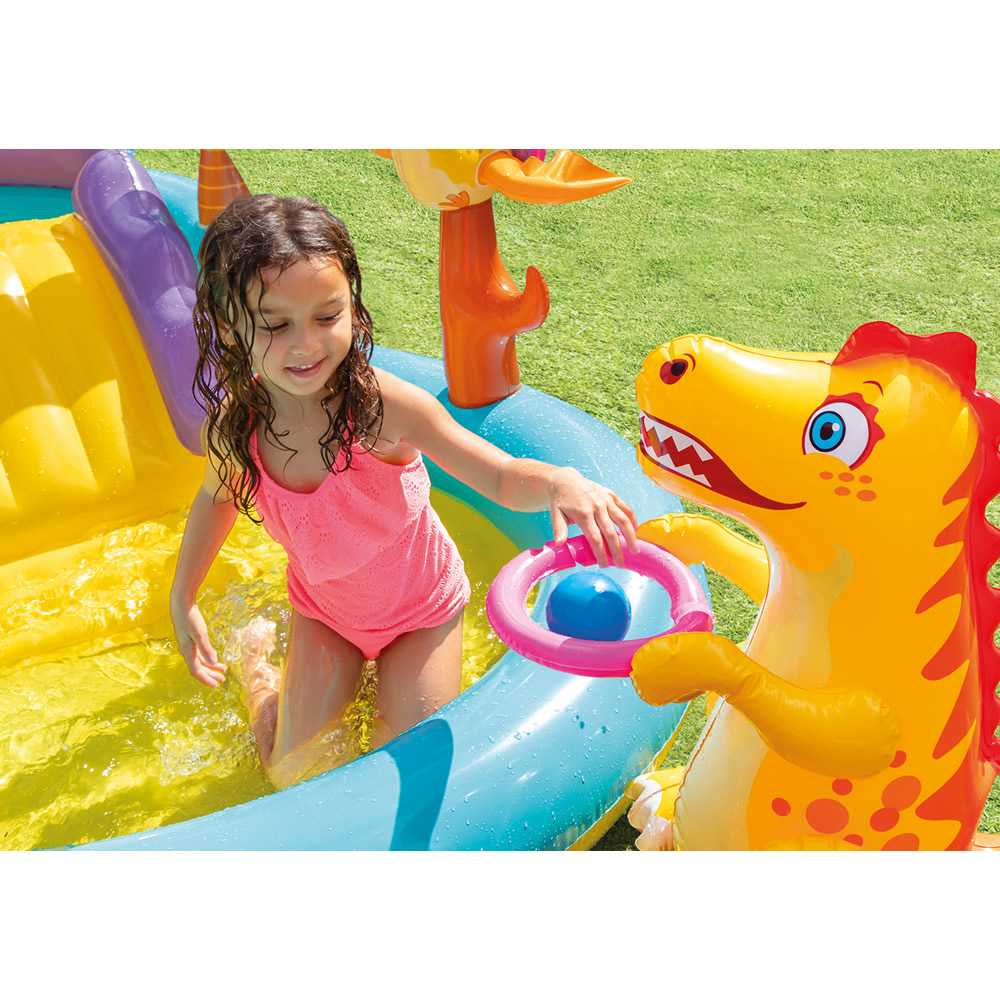 Intex Dinoland Aire De Jeux Gonflable Avec Toboggan & Dinosaures – 333x229x112 Cm Pour Enfants 3+ Ans