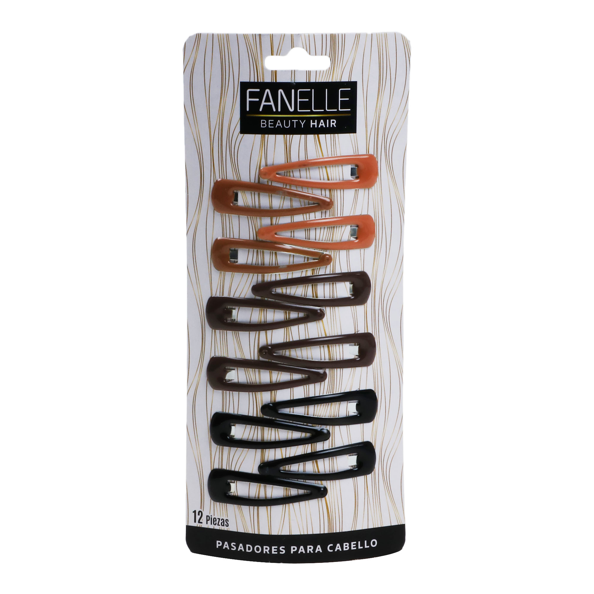 Pasadores Para Cabello Fanelle Esmaltadas Tonos Café 12 Piezas Delsol