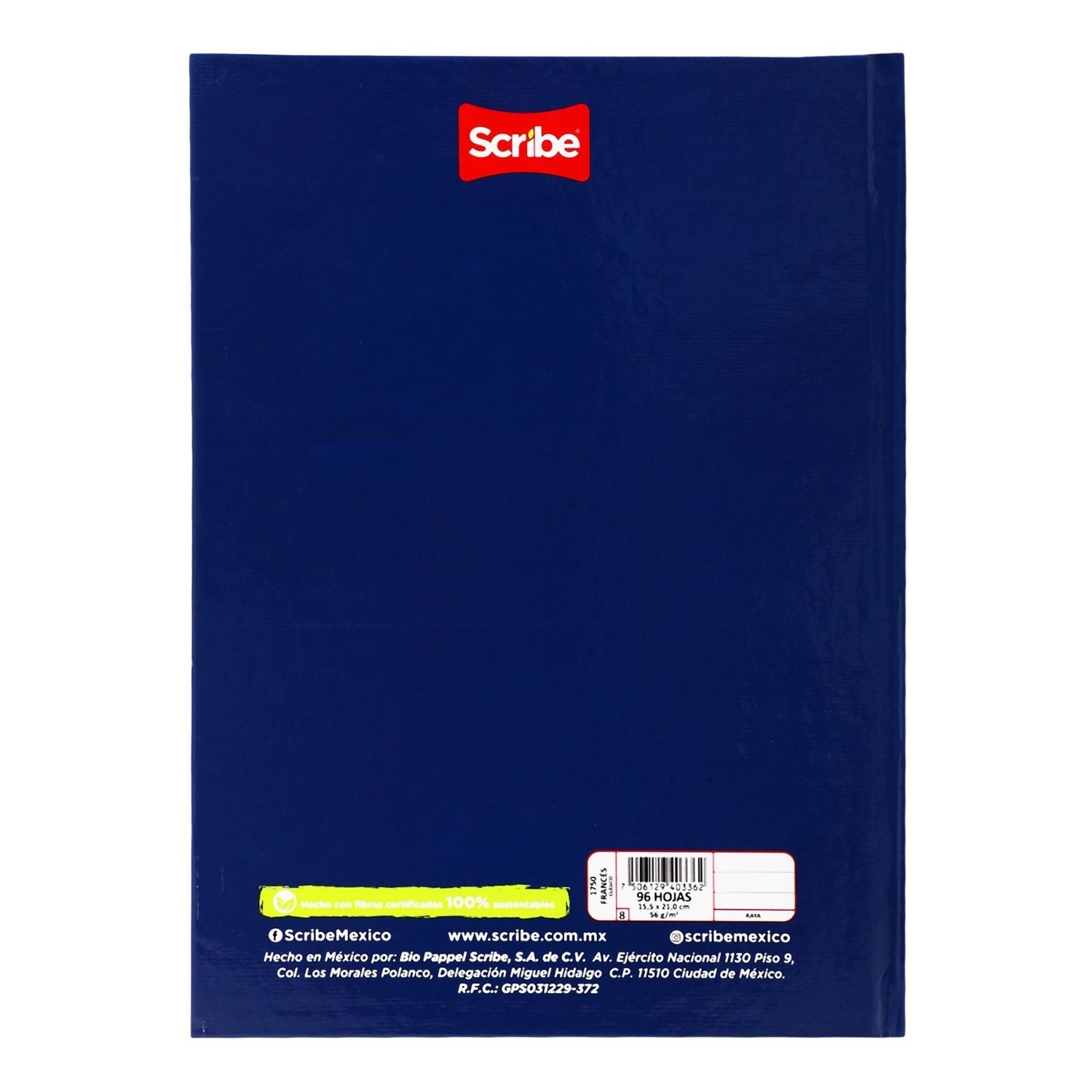 Cuaderno Francés Scribe Raya 96 Hojas Cosido Delsol 8626