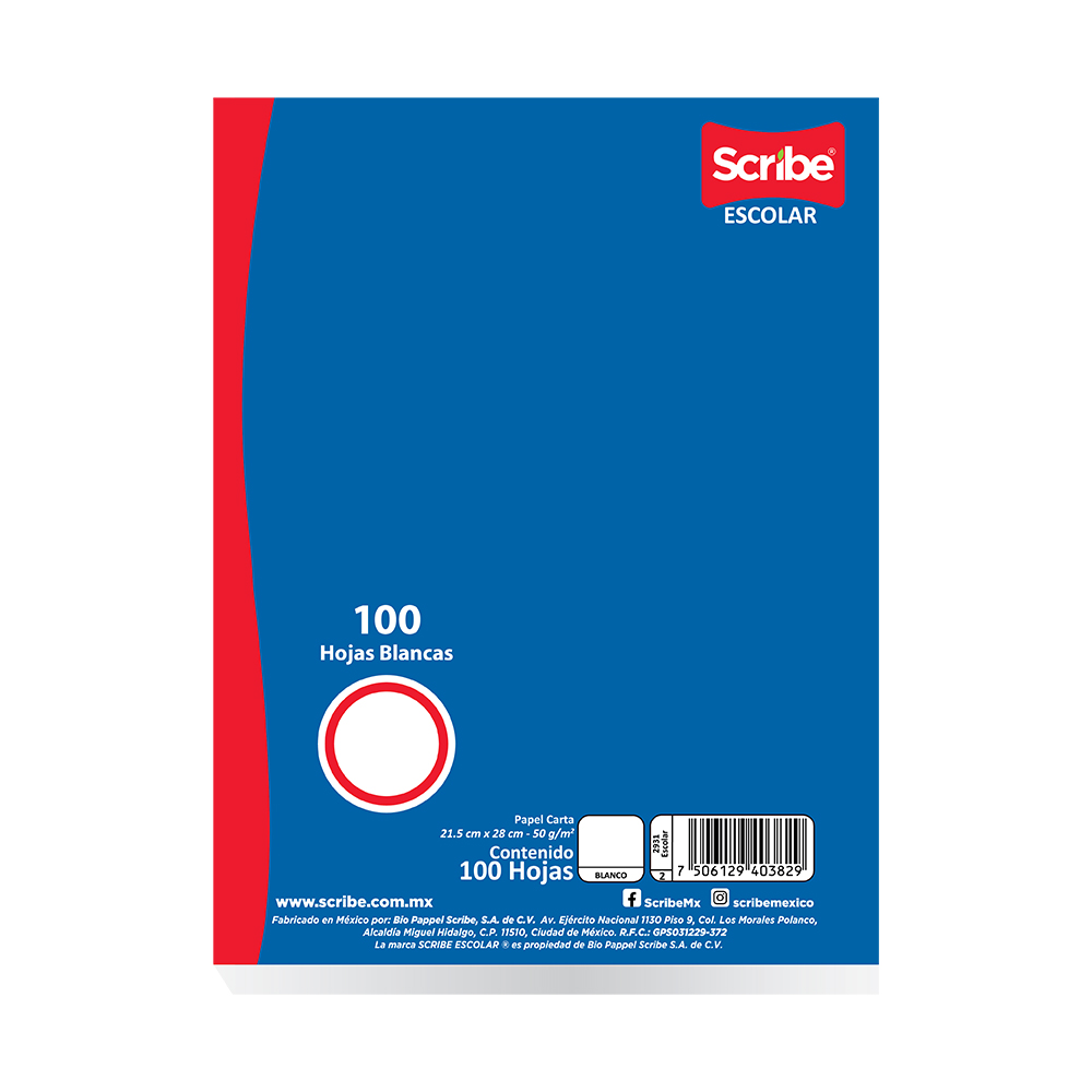 Hojas Blancas Scribe Tamaño Carta 100 Hojas DelSol