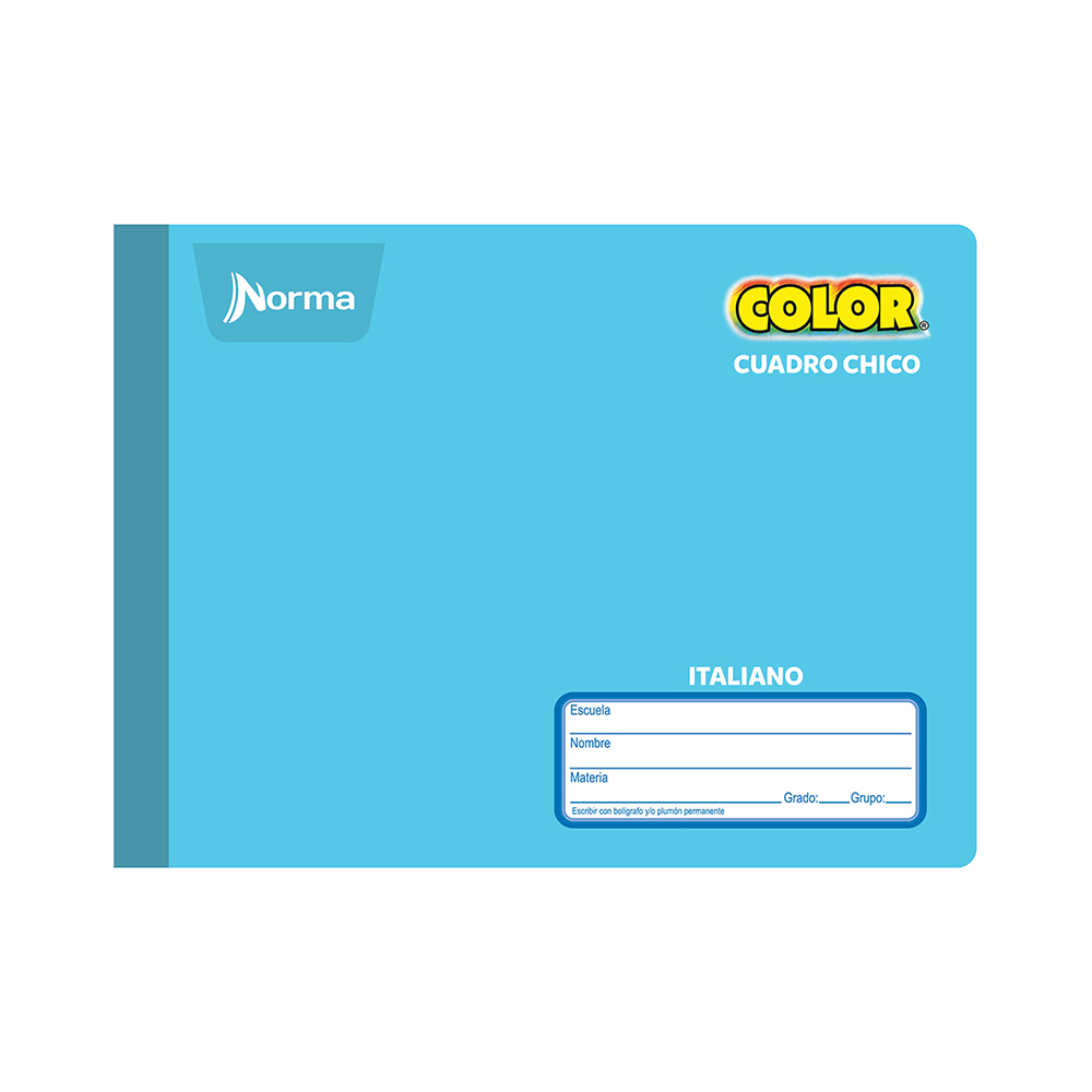 Cuaderno Italiano Norma Color Cosido Cuadro Chico 100 Hojas DelSol
