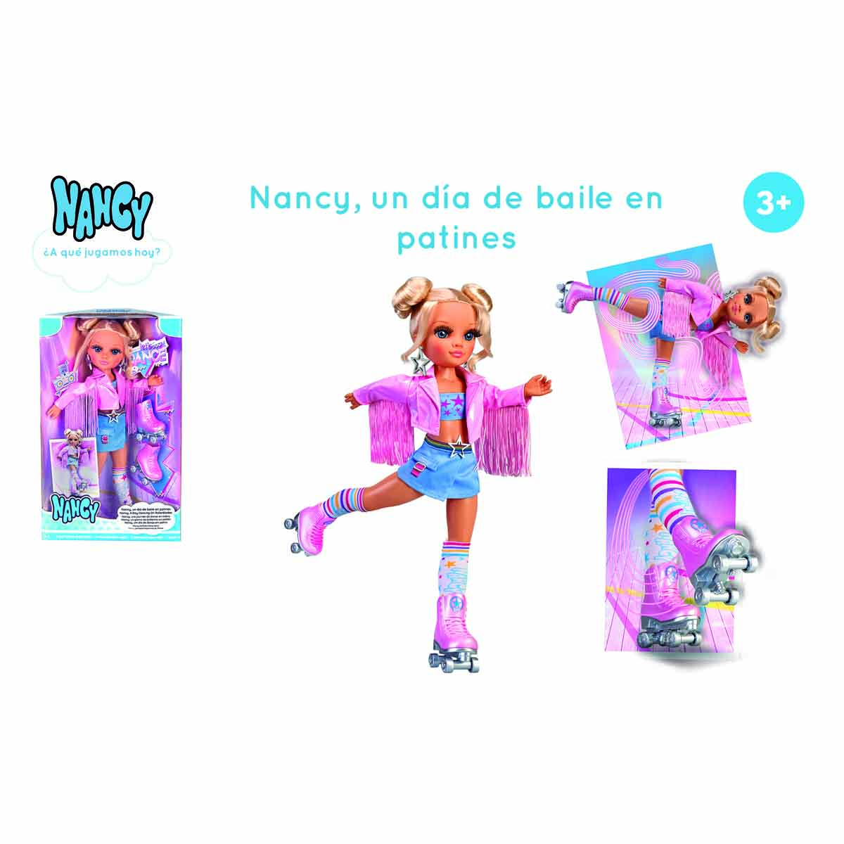 Muñeca Nancy Patinando De Famosa | 42 Cm De Altura Con Patines Y Luces | Incluye Casco Y Coderas | Juguete Para Niños De 3 A 8 Años