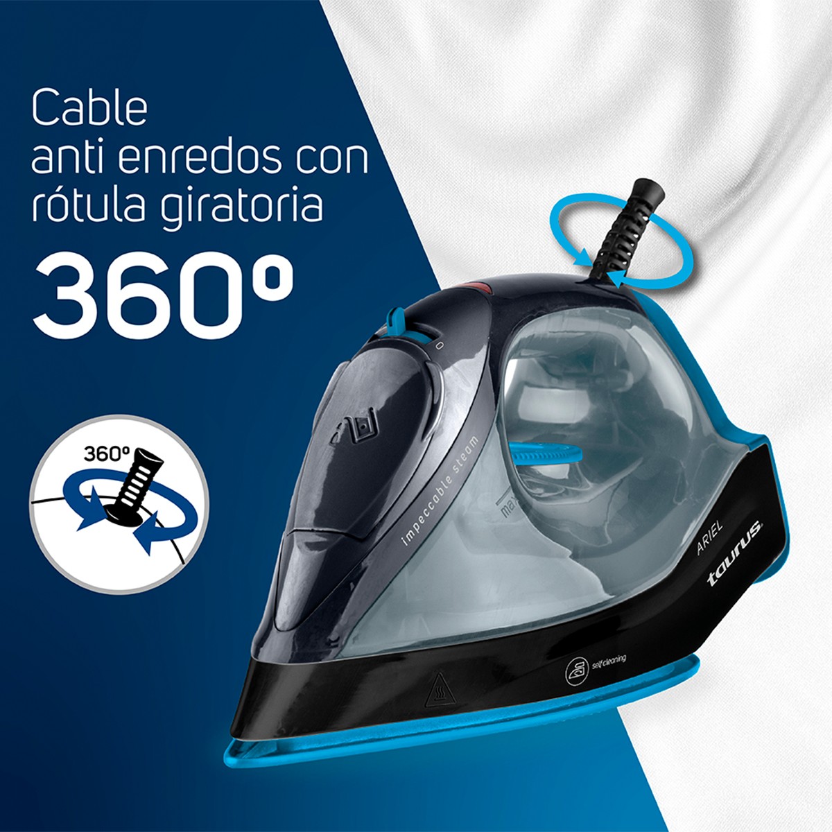 Plancha De Vapor Taurus Ariel Con Suela Antiadherente Azul | DelSol
