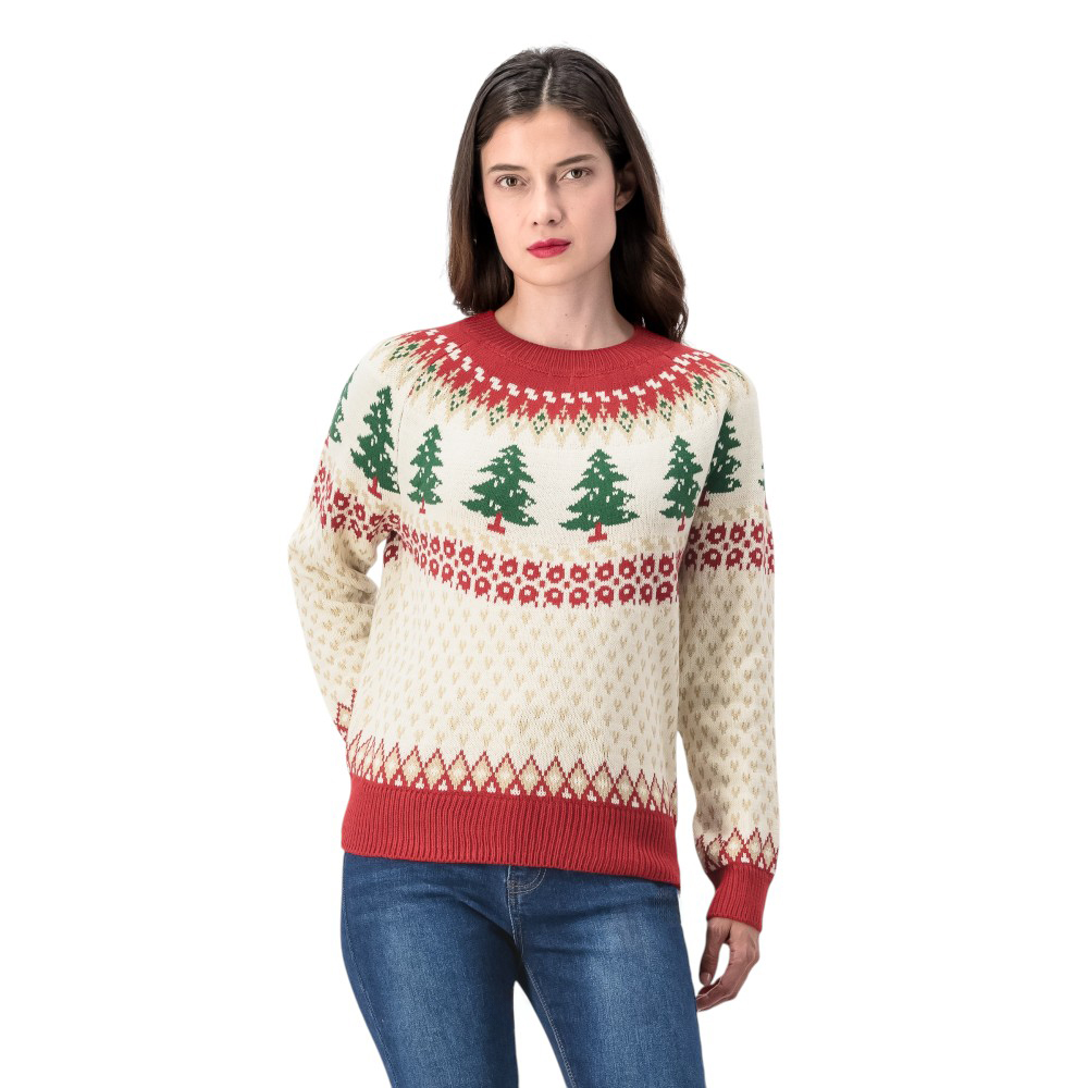 Suéter Navideño Mxstaza Mujer Diseño De Arboles Al Contraste | DelSol