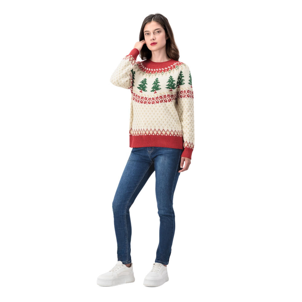 Suéter Navideño Mxstaza Mujer Diseño De Arboles Al Contraste | DelSol